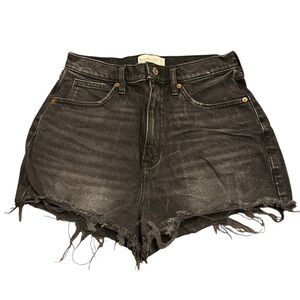 Abercrombie & Fitch Curve Love Ultra High Rise Mom Short Black Denim Jean Shorts